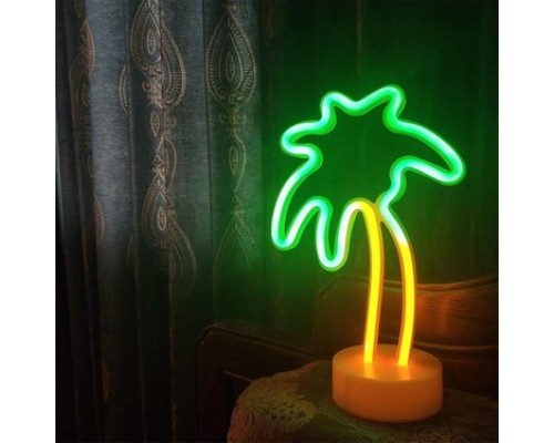 Neon Palmiye Masa Gece Lambası Pil+Usb