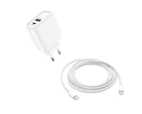 20 Watt 1x Usb-a 1x Usb-c 1 Mt Type-c To Type-c Kablo Hızlı şarj özellikli Adaptör + Kablo Ac96