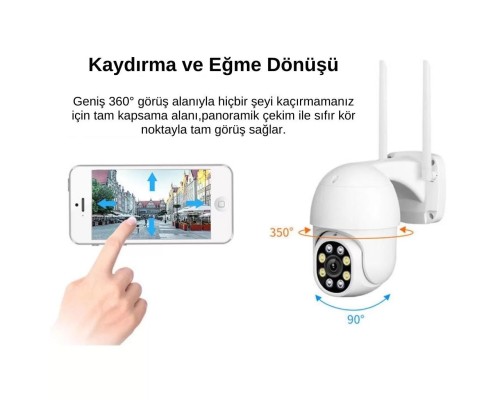 2mp Full Hd Tf Kart Girişli Wi-fi 2.4g Su Geçirmez Akıllı Ip Kamera Blm-26