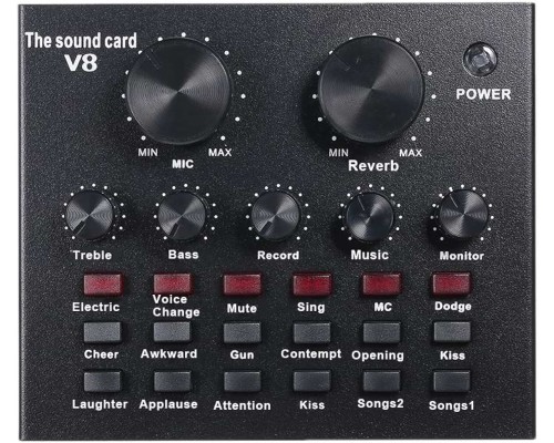 Canlı Yayın Kayıt Ses Değiştirme Karaoke Bluetooth Ses Kart V8
