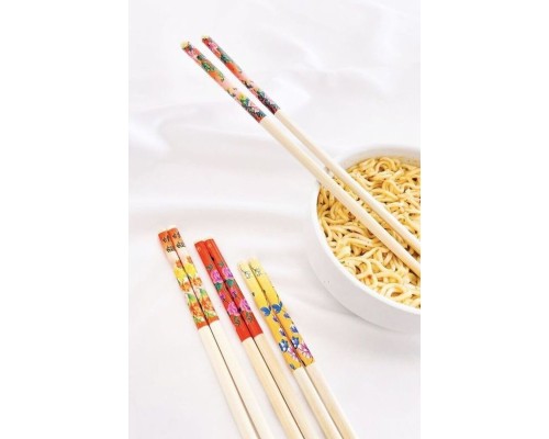 Desenli Organik Bambu Çin Çubuğu Chop Sticks 10 Çift