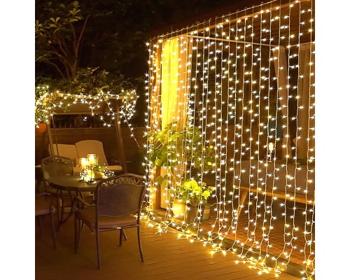 8 Fonksiyonlu 2.5 X 2.5 Metre Perde Led 12 Saçaklı 180 Ledli Kablolu Fişli