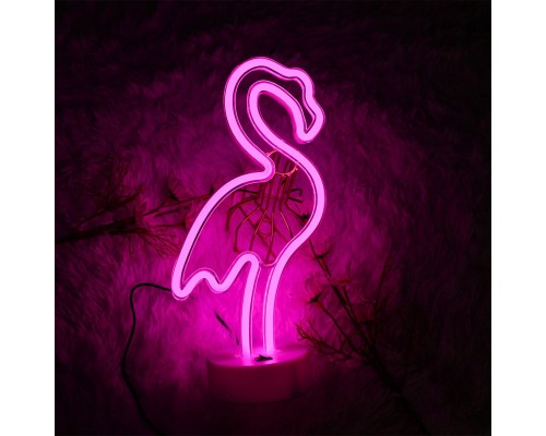 Pembe Flamingo Model Neon Led Işıklı Masa Lambası Dekoratif Aydınlatma Gece Lambası