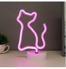 Pembe Kedi Model Neon Led Işıklı Masa Lambası Dekoratif Aydınlatma Gece Lambası