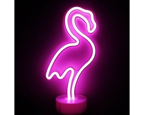 Neon Işıklı Flamingo Masa Gece Lambası Usb+pil