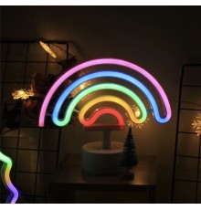 Neon Işıklı Gökkuşağı Masa Gece Lambası Pil+usb