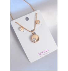 Xuping Rose Gold Renk Zirkon Taşlı Yıldız Figür Kadın Koye Küpe Seti - Tj-bko7289