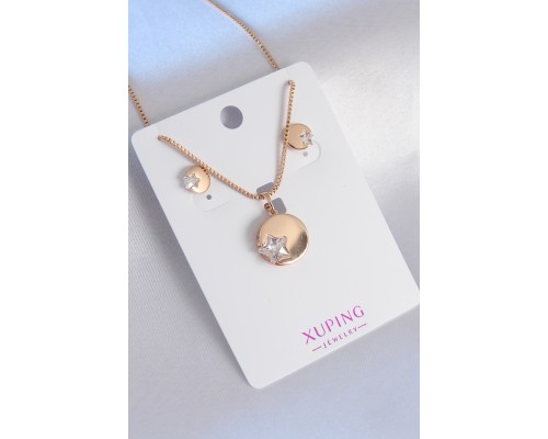 Xuping Rose Gold Renk Zirkon Taşlı Yıldız Figür Kadın Koye Küpe Seti - Tj-bko7289