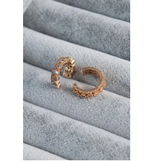 Gold Renk Zirkon Taşlı Earcuff Pirinç Kadın Kıkırdak Küpe - Tj-bkp7787