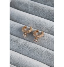 Gold Renk Sallantı Zirkon Taşlı Earcuff Pirinç Kadın Kıkırdak Küpe - Tj-bkp7791