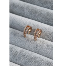 Gold Renk Zirkon Taşlı Earcuff Pirinç Kadın Kıkırdak Küpe - Tj-bkp7801