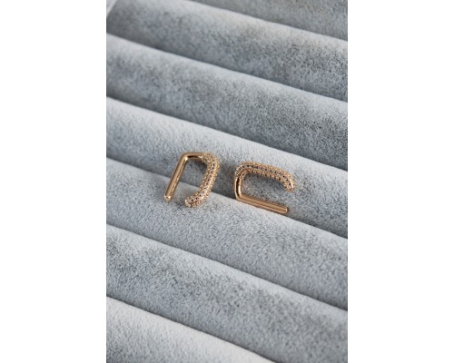 Gold Renk Zirkon Taşlı Earcuff Pirinç Kadın Kıkırdak Küpe - TJ-BKP7811