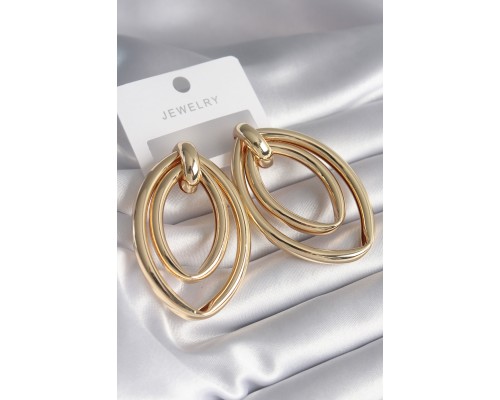 Pirinç Gold Renk Oval Model Kadın Küpe - Tj-bkp8458