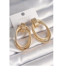 Pirinç Gold Renk Oval Model Kadın Küpe - Tj-bkp8729