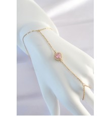 316l çelik Gold Renk Pembe Zirkon Taşlı Kalp Model şahmeran - Tj-sn583