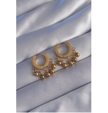 316l çelik Gold Renk Minimal Topçuk Model Sallantılı Küpe - Tj-bkp9012