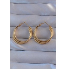 316l çelik Gold Renk Kıvrımlı Oval Küpe - Tj-bkp9166