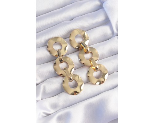 Pirinç Gold Renk Oval Ayna Model Sallantılı Küpe - TJ-BKP9250