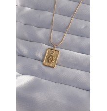 316L Çelik Zincir Gold Renk Zirkon Taşlı Göz Figür Tarot Kolye - TJ-BKO9017