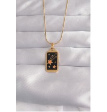 316l çelik Gold Renk Siyah Mineli Yıldız Figür Tarot Kolye - Tj-bko9028