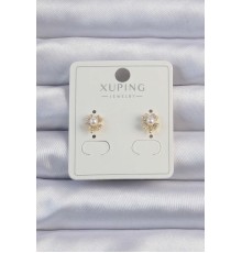 Xuping Gold Renk Zirkon Taşlı İncili çiçek Küpe - Tj-bkp9378