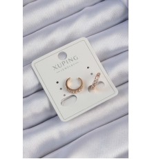 Xuping Rose Renk Zirkon Taşlı Ay Görünümlü Earcuff Küpe - Tj-bkp9412