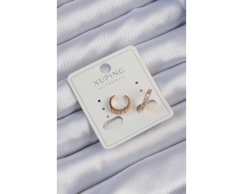 Xuping Rose Renk Zirkon Taşlı Ay Görünümlü Earcuff Küpe - TJ-BKP9412