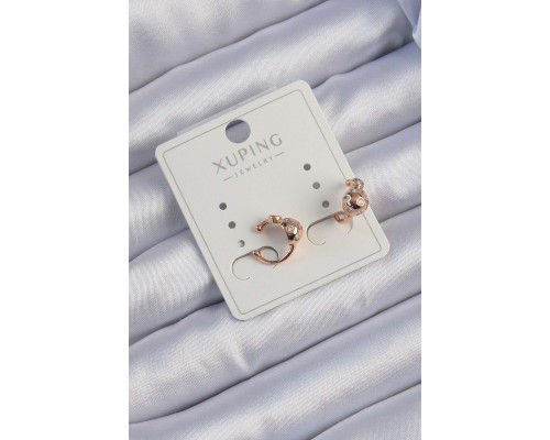 Xuping Rose Renk Zirkon Taşlı Bombeli Topçuk Earcuff Küpe - Tj-bkp9422