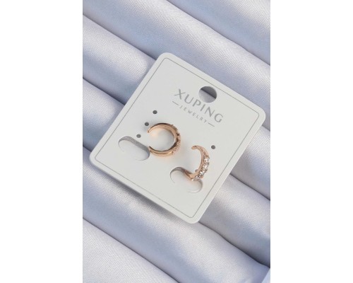 Xuping Rose Renk Zirkon Taşlı Ay Model Earcuff Küpe - Tj-bkp9464