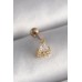 316L Çelik Gold Renk Üçgen Zirkon Taşlı Tragus Piercing - TJ-PR1238