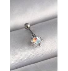 316L Çelik Gümüş Renk Zirkon Taşlı Kalp Tragus Piercing - TJ-PR1243