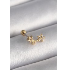 316L Çelik Gold Renk Zirkon Taşlı Kalp Tragus Piercing - TJ-PR1244