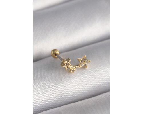 316L Çelik Gold Renk Zirkon Taşlı Kalp Tragus Piercing - TJ-PR1244