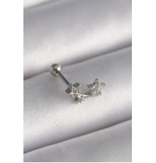 316L Çelik Gümüş Renk Zirkon Taşlı Yıldız Tragus Piercing - TJ-PR1245