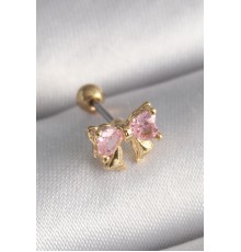 316L Çelik Gold Renk Pembe Zirkon Taşlı Fiyonk Tragus Piercing - TJ-PR1250