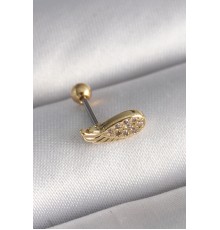 316L Çelik Gold Renk Zirkon Taşlı Kanat Tragus Piercing - TJ-PR1268