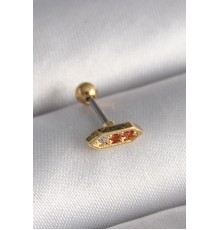 316L Çelik Gold Renk Turuncu Zirkon Taşlı Tragus Piercing - TJ-PR1284