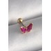 316L Çelik Gümüş Renk Pembe Kelebek Model Tragus Piercing - TJ-PR1286