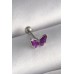 316L Çelik Gümüş Renk Mor Kelebek Model Tragus Piercing - TJ-PR1287