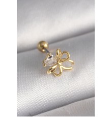 316L Çelik Gold Renk Zirkon Taş Detaylı Kurdele Model Tragus Piercing - TJ-PR1288