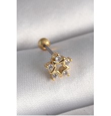 316L Çelik Gold Renk Zirkon Taşlı Yıldız Model Tragus Piercing - TJ-PR1296