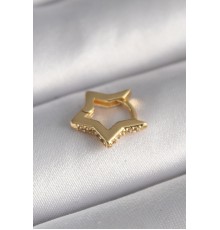 316L Çelik Gold Renk Zirkon Taş Detaylı Yıldız Model Tragus Piercing - TJ-PR1312