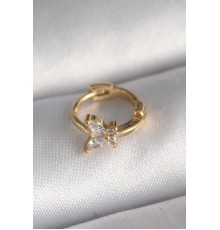 316L Çelik Gold Renk Zirkon Taşlı Kelebek Model Tragus Piercing - TJ-PR1320