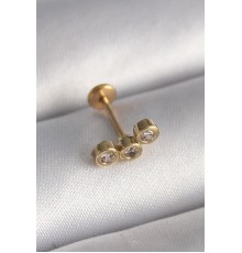 316L Çelik Gold Renk Zirkon Taşlı Tragus Piercing - TJ-PR1348