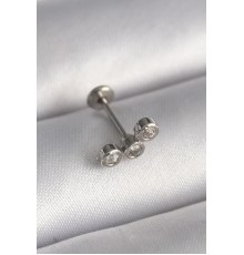 316L Çelik Gümüş Renk Zirkon Taşlı Tragus Piercing - TJ-PR1349