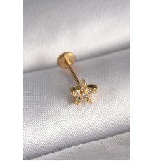 316L Çelik Gold Renk Zirkon Taşlı Yıldız Model Tragus Piercing - TJ-PR1350