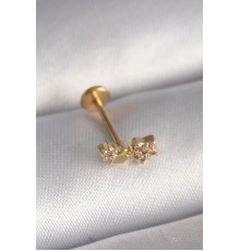 316L Çelik Gold Renk Zirkon Taşlı Yıldız Model Tragus Piercing - TJ-PR1352