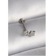 316L Çelik Gümüş Renk Zirkon Taşlı Yıldız Model Tragus Piercing - TJ-PR1353