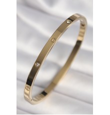 316L Çelik Gold Renk Zirkon Taşlı Cartier Model Kadın Bilezik - TJ-BB6739