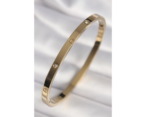 316L Çelik Gold Renk Zirkon Taşlı Cartier Model Kadın Bilezik - TJ-BB6739